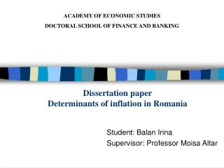 Dissertation paper Determinants of inflation in Romania