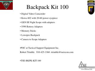 Backpack Kit 100