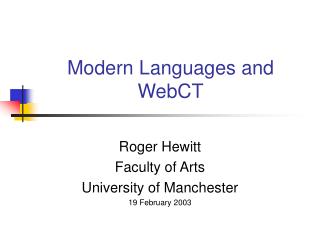 Modern Languages and WebCT
