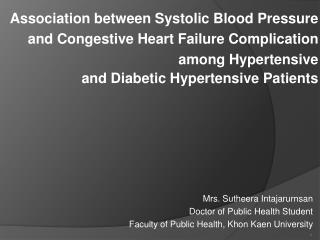 Association between Systolic Blood Pressure and Congestive Heart Failure Complication