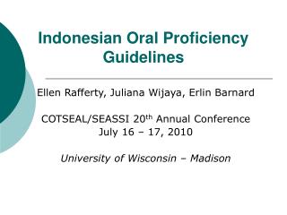 Indonesian Oral Proficiency Guidelines