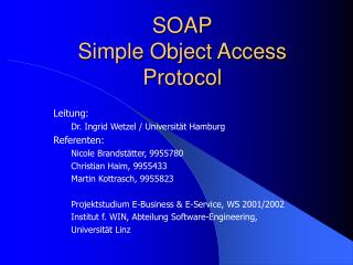 SOAP Simple Object Access Protocol