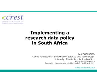 Implementing a research data policy in South Africa