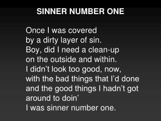 SINNER NUMBER ONE