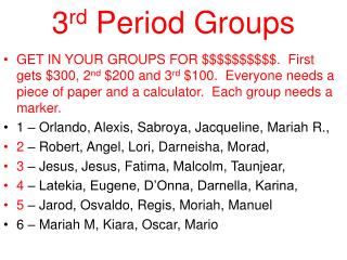 3 rd Period Groups