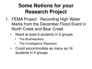 Some Notions for your Research Project