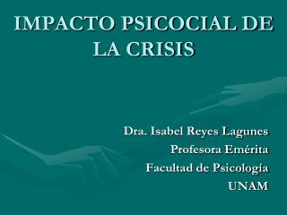 IMPACTO PSICOCIAL DE LA CRISIS