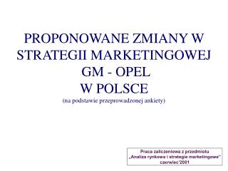 Praca zaliczeniowa z przedmiotu „Analiza rynkowa i strategie marketingowe” czerwiec’2001