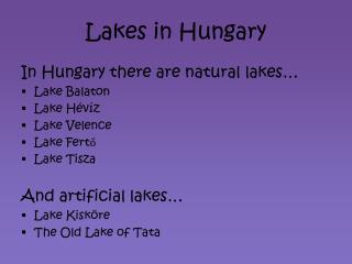 Lakes in Hungary