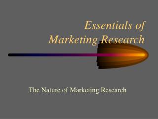 Essentials of Marketing Research