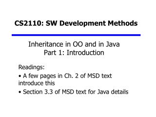 CS2110: SW Development Methods