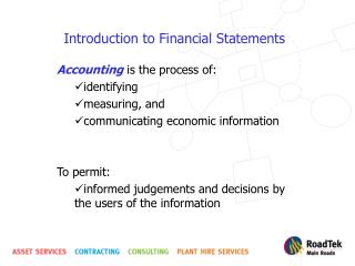 Introduction to Financial Statements