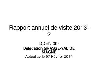 Rapport annuel de visite 2013-2
