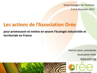 Smart Energies For Factories 5 et 6 décembre 2012