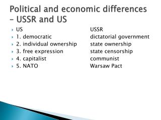 Political and economic differences – USSR and US