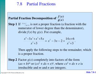 7.8 	Partial Fractions
