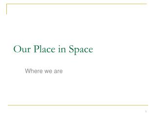 Our Place in Space