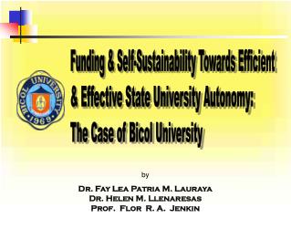 Funding &amp; Self-Sustainability Towards Efficient