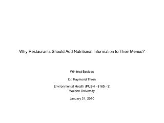 Why Restaurants Should Add Nutritional Information to Their Menus?