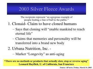 2003 Silver Fleece Awards