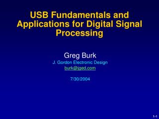USB Fundamentals and Applications for Digital Signal Processing