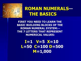 ROMAN NUMERALS — THE BASICS