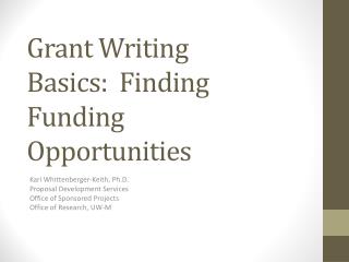 Grant Writing Basics: Finding Funding Opportunities