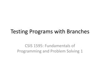 Testing Programs with Branches