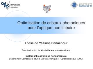 Optimisation de cristaux photoniques pour l'optique non linéaire