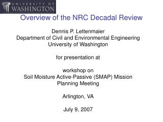 Overview of the NRC Decadal Review