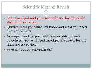 Scientific Method Revisit