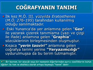 COĞRAFYANIN TANIMI