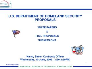 U.S. DEPARTMENT OF HOMELAND SECURITY PROPOSALS