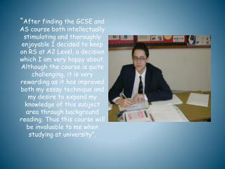 “I chose to do R.S because it deals with controversial and debatable issues.”