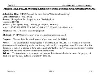 Project: IEEE P802.15 Working Group for Wireless Personal Area Networks (WPANs)