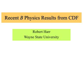 Recent B Physics Results from CDF