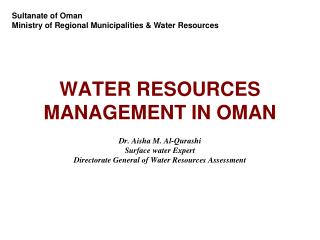 WATER RESOURCES MANAGEMENT IN OMAN