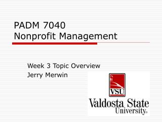 PADM 7040 Nonprofit Management