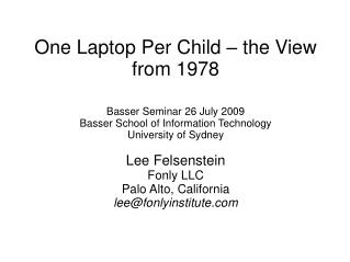 One Laptop Per Child – the View from 1978