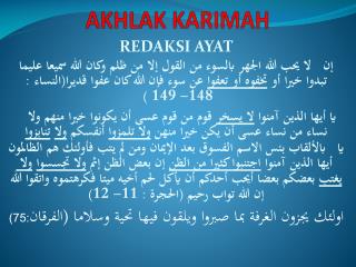 AKHLAK KARIMAH