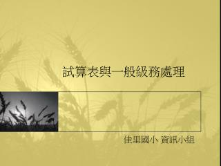 試算表與一般級務處理
