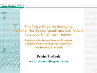 Regions as the driving forces of European competitiveness: from theory to practice