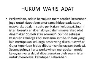 HUKUM WARIS ADAT