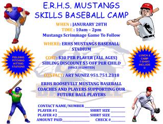 E.R.H.S. MUSTANGS SKILLS BASEBALL CAMP