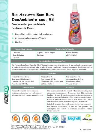 Rio Azzurro Bum Bum DeoAmbiente cod. 93 Deodorante per ambiente Profumo di Pesco