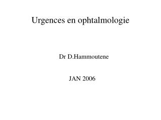 Urgences en ophtalmologie