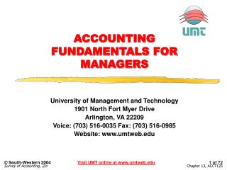 ACCOUNTING FUNDAMENTALS FOR MANAGERS