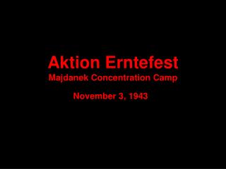 Aktion Erntefest Majdanek Concentration Camp November 3, 1943