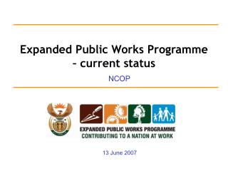 Expanded Public Works Programme – current status