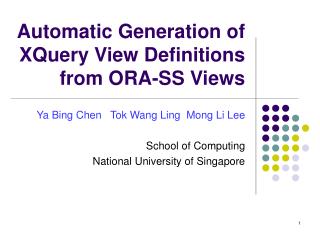 Automatic Generation of XQuery View Definitions from ORA-SS Views